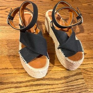 ALOHAS Black Espadrille Platform Sandals with Ankle Strap